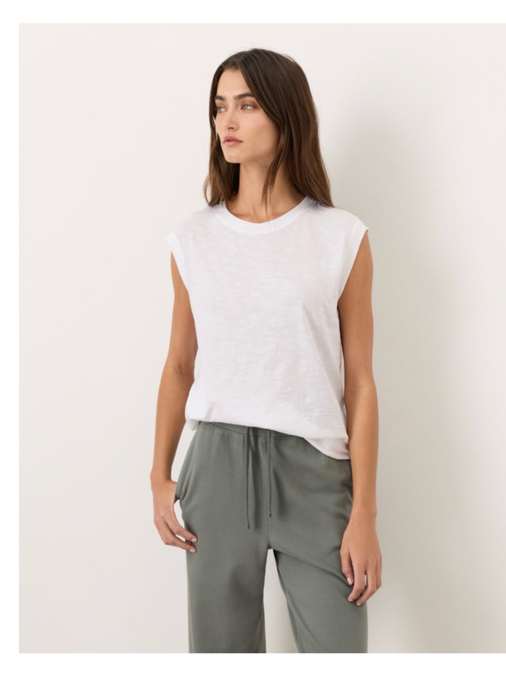 Women's White Featherweight Slub Relaxed Muscle Tee L NWOT